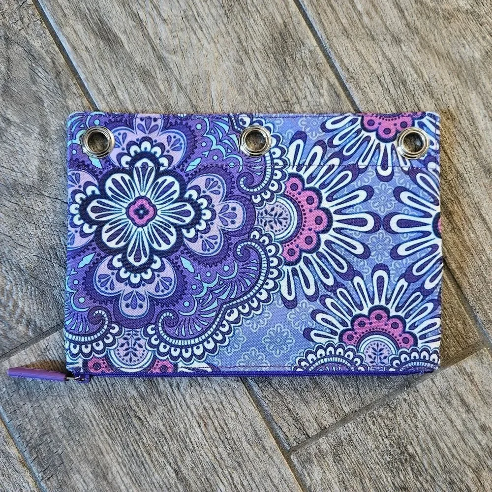 NWOT Vera Bradley Purple 3 Ring Binder Zipper Pouch Bag